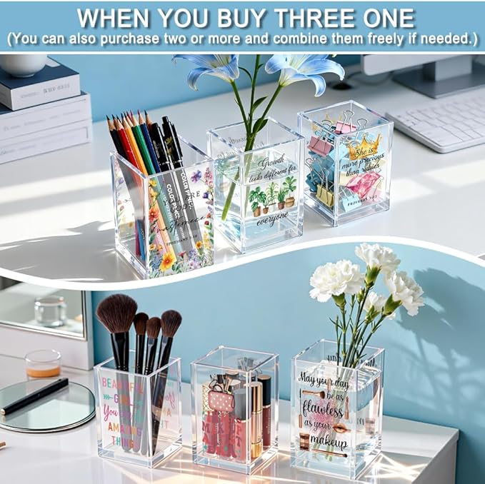 QYUVK Trust The Journey Acrylic Pencil Holder Cup, Inspirational Gifts - Image 6