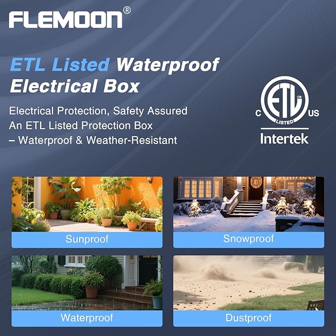 Flemoon Outdoor Extension Cord Cover, IPX4 Waterproof Box and Safety Housing - Image 4
