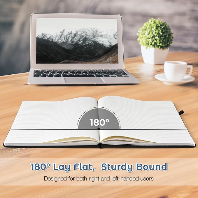 Lined Journal Notebook, 8.5" x 11" Hardcover Leather Notebook - Image 3