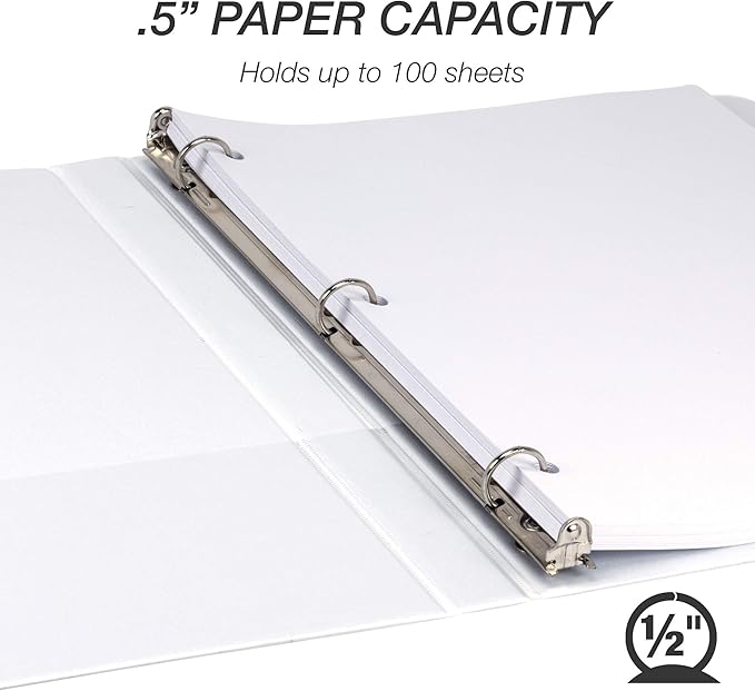 Samsill Durable .5 Inch Binder, Made in the USA, Round Ring Customizable Clear - Image 3