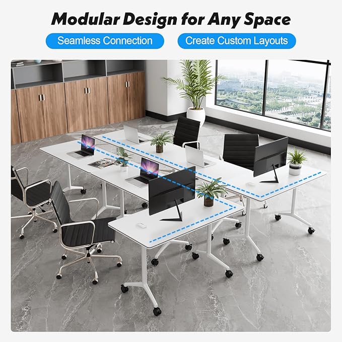Goakwwuz Conference Room Tables Folding Conference Table Modular White Training - Image 5
