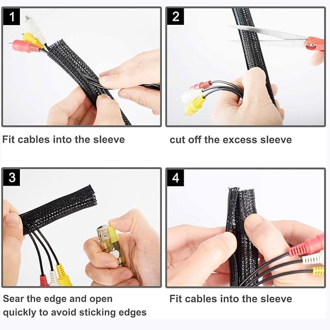 QCSIW 1/2" x 10ft Black/White Cable Sleeve - Image 6
