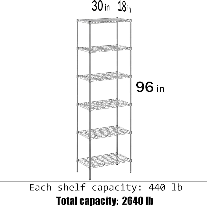 Regal Altair 18" Deep x 30" Wide x 96" Height Wire Shelving Kit | 6-Tier | NSF - Image 3