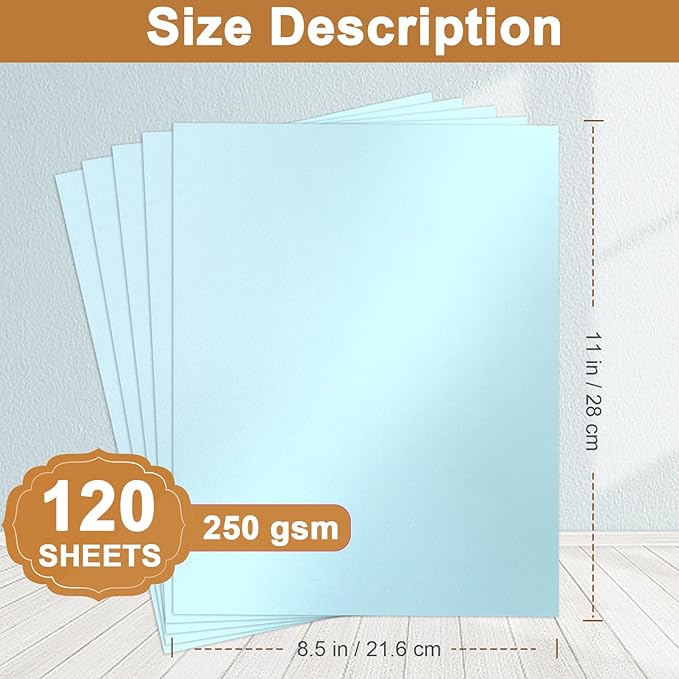 Silunkia 120 Sheets Light Blue Shimmer Cardstock 8.5 x 11 Certificate Paper - Image 2