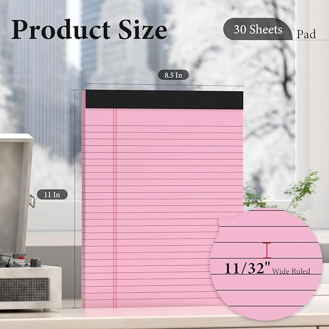 Nichela 12 Pack Colored Legal Pads 8.5" x 11" Note Pads Wide Ruled Lined Paper - Image 2