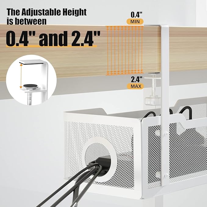 4 Pack Under Desk Cable Management Box White, Cinati 53.6" Wire Organizers No - Image 2