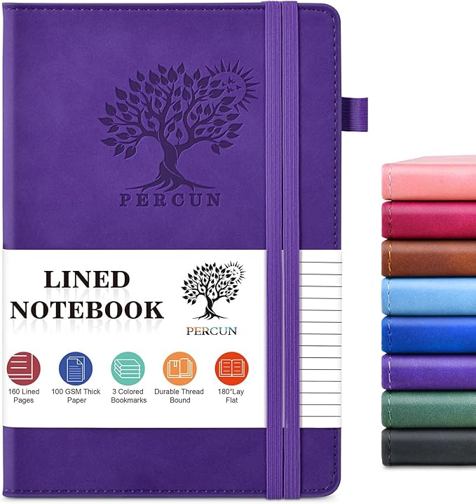 PERCUN Lined Journal Notebook for Men & Women, 160 Pages College Ruled Journal by PERCUN