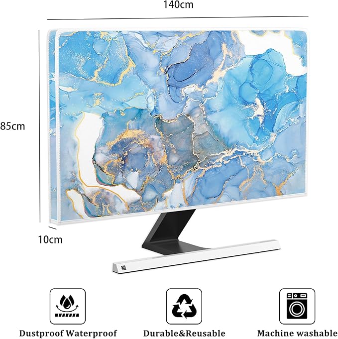 Baocicco Baby Blue Gold Marble Waterproof Screen TV Cover 58, 60 Inch Modern - Image 2