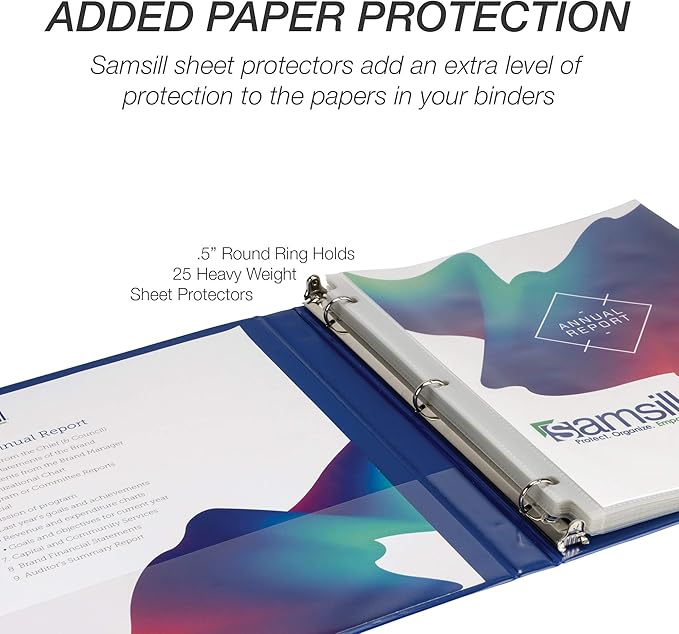 Samsill Durable .5 Inch Binder, Made in the USA, Round Ring Customizable Clear - Image 6