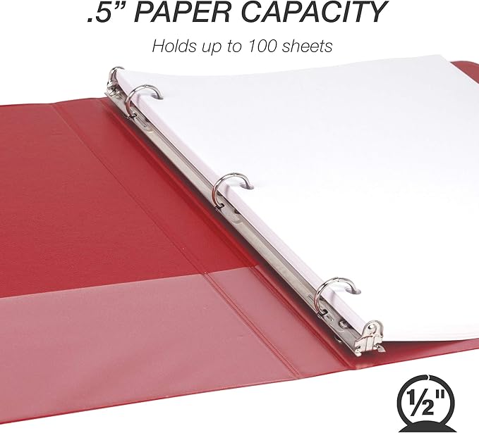 Samsill Durable .5 Inch Binder, Made in the USA, Round Ring Customizable Clear - Image 3