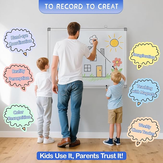 Grtard 18" x 12" White Board Dry Erase, Magnetic Dry Erase Boards, Hanging - Image 7