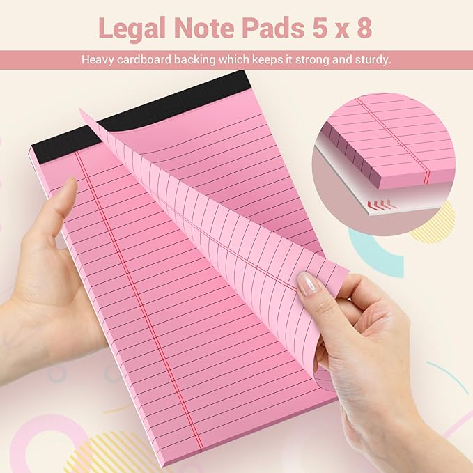 Legal Pads 5x8 Colored Note Pads, 12 Pack College Ruled Notepads 5x8 Lined Paper - Image 5