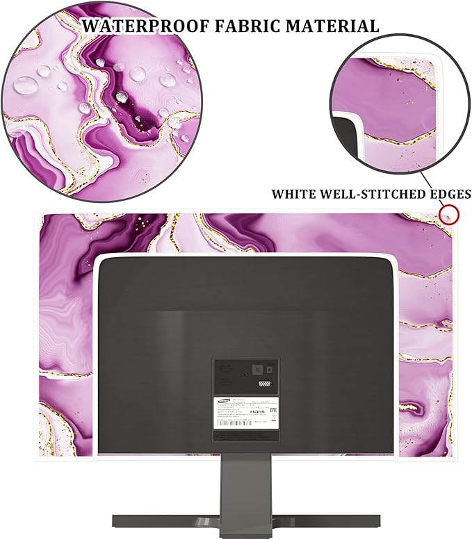 Baocicco Violet Gold Marble Waterproof Computer Monitor Dust Cover 26, 28 Inch - Image 3