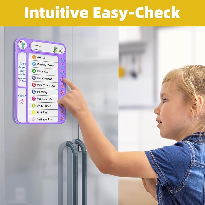 Magnetic Chore Chart for Kids, ADHD Task Tracker Easy-Check Routine Dry Erase - Image 9