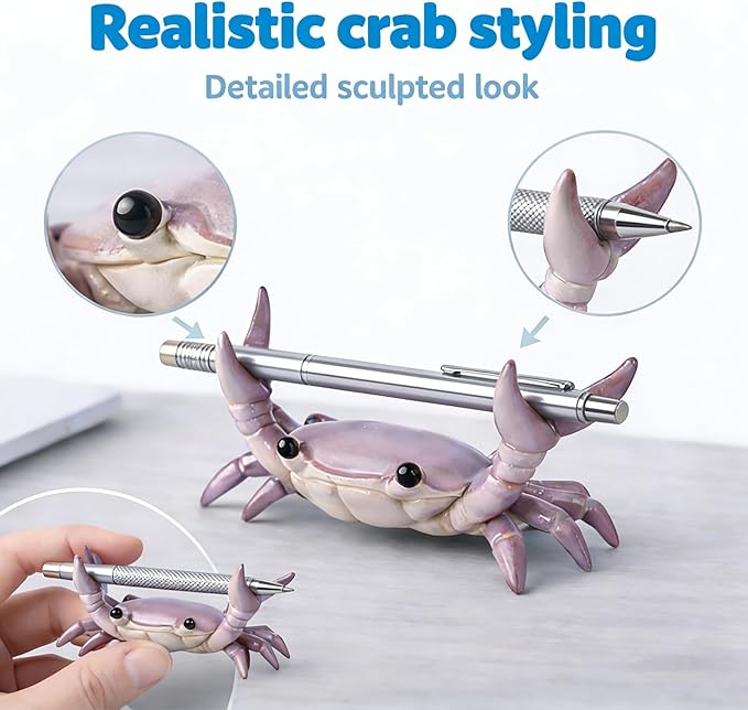 Desk Crab Pen Holder, Cute Weightlifting Crab Pencil Holder - Image 7