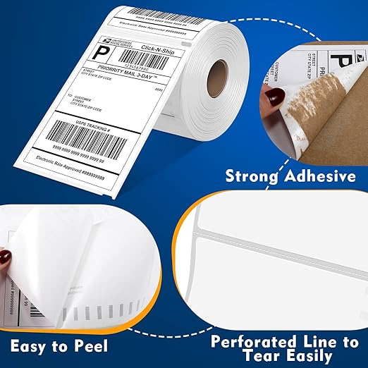 L LIKED 220 PCS 4"x6" Thermal Shipping Labels, Perforated White, Strong - Image 5