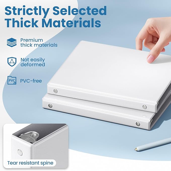 SUNEE 1/2 Inch Binders 3 Ring 12 Pack Bulk, 3 Ring Binders Clear View PVC-Free - Image 4