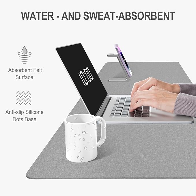 Auhoahsil Felt Desk Mat, Minimalist Large Mouse Pad XL 31.5 x 11.8 in, Desk Matt - Image 5