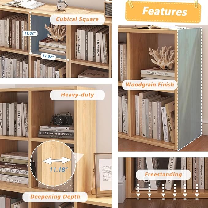 NELYE 6 Cube Organizer Bookcase - Image 3