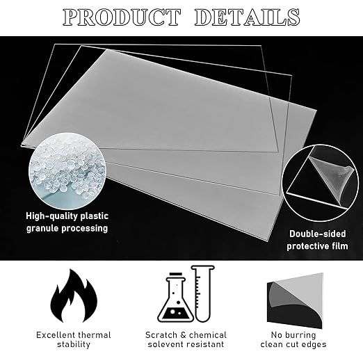 Roowest 2 Pcs 18 x 36 Inch, 1/4 Inch Thick Clear Acrylic Plexiglass Sheets - Image 3
