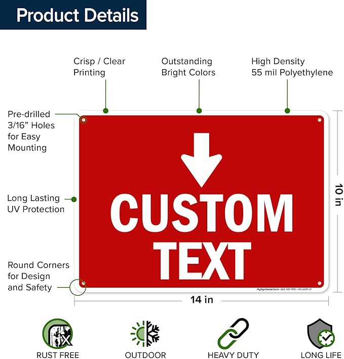 Custom Arrow, Custom Directional Sign, Down Arrow, 10x14 Inches, 55 mil thick - Image 6