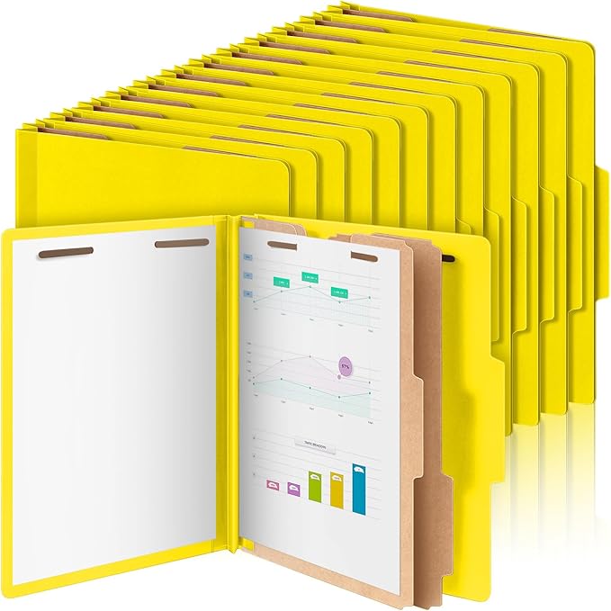Skyygemm 60 Pcs Classification Folders Letter Size, 2 Divider Pressboard File by Skyygemm