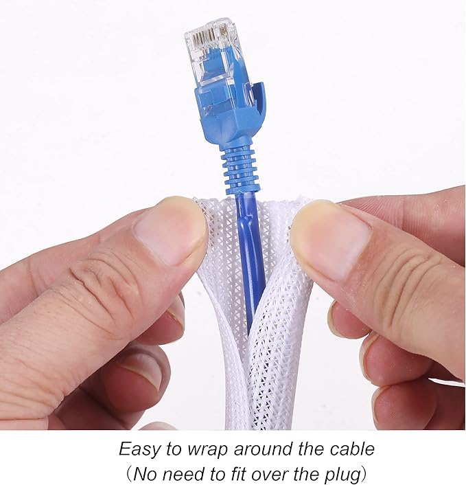 CrocSee 10ft - 1/4 inch Braided Cable Management Sleeve Cord Protector - - Image 2