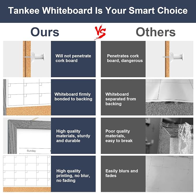 Calendar Whiteboard for Wall, 18x24 Inches Dry Erase Calendar Cork Board Combo - Image 3