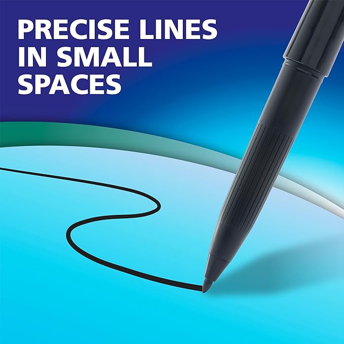 EXPO Visa Vis Wet Erase Markers Fine Point Black 12-Pack Ideal - Image 9