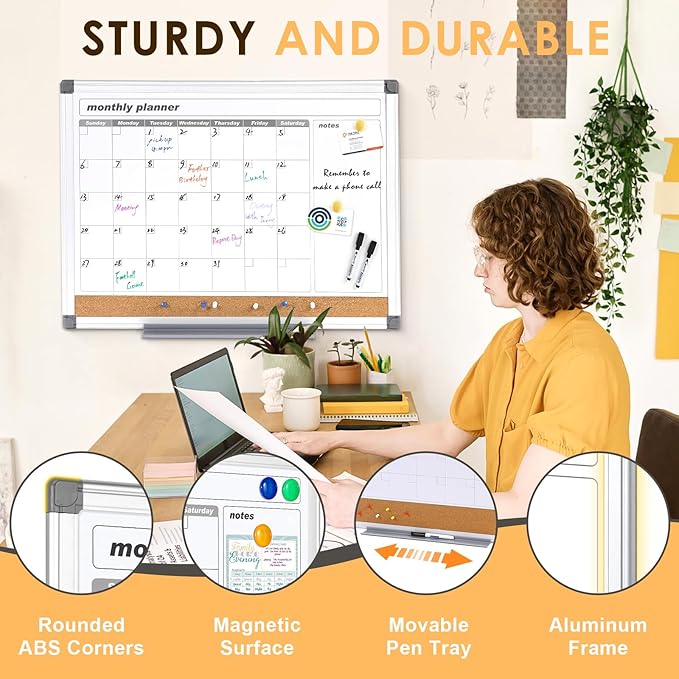 MAKELLO Dry Erase Calendar for Wall 24" x 18", Kitchen and Bedroom - Image 4