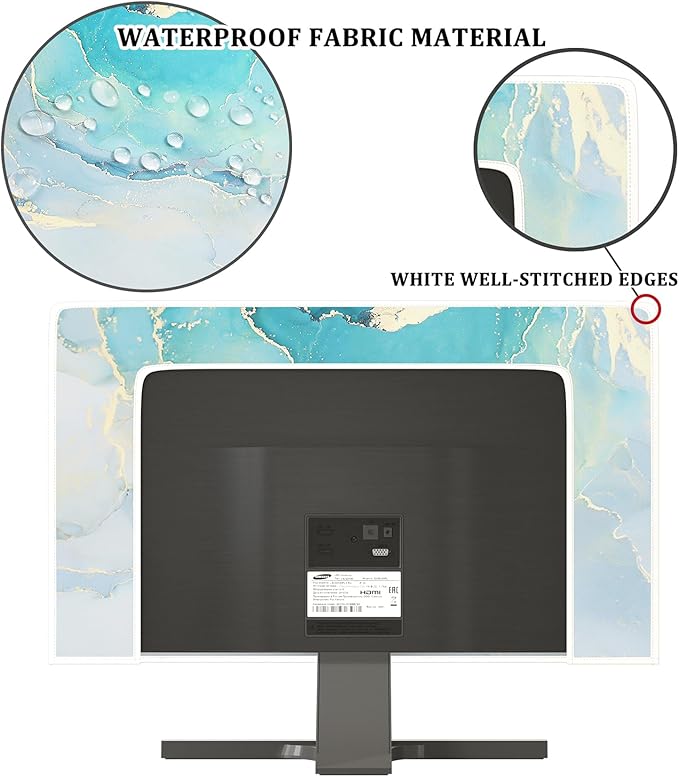Baocicco Blue Green Marble TV Display Screen Cover 75 Inch Creative Anti-Static - Image 3