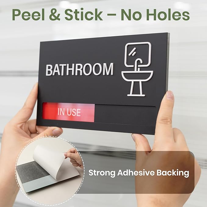 Bathroom Door Signs, Available In Use Sliding Sign, Do Not Disturb, Vacant - Image 4