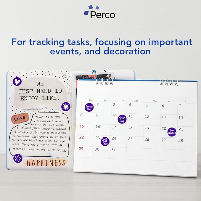 Perco Purple 1-Inch Round Circle Dot Sticker Labels - Image 3