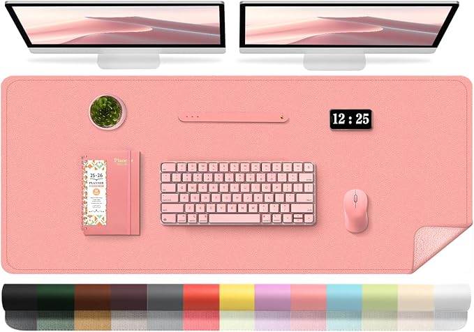 Large Desk Pad 47.2" x 17", Leather Desk Mat Protector, Non-Slip PU Leather by BLESWIN