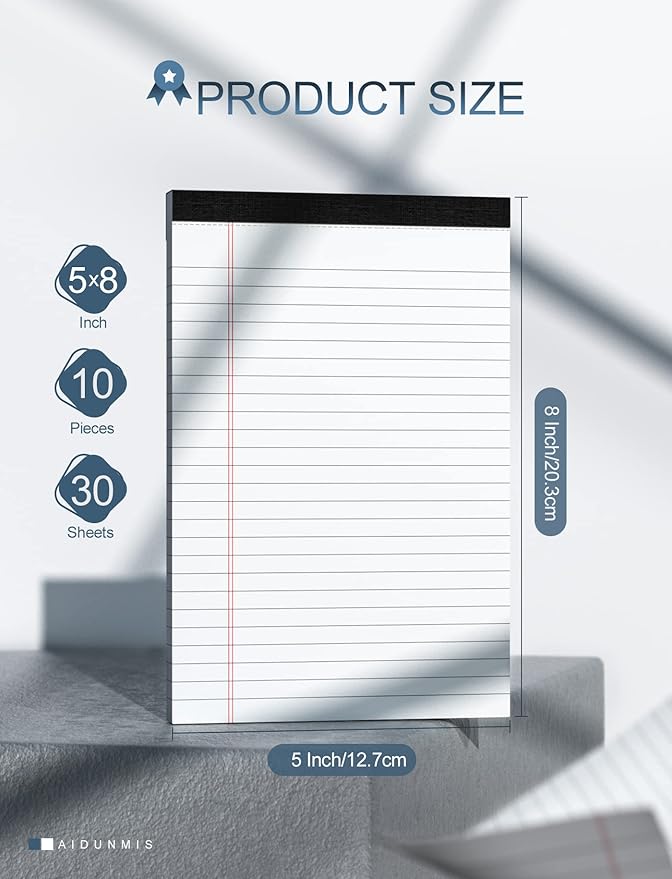 10 Pack Legal Pads Writing Pad 5x8 Inch Lined Writing Note Pads Grocery List - Image 2