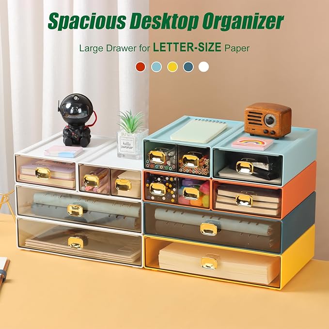 OSteed Spacious Desktop Storage Box, 1 Large Storage Drawer, Stackable Office - Image 6