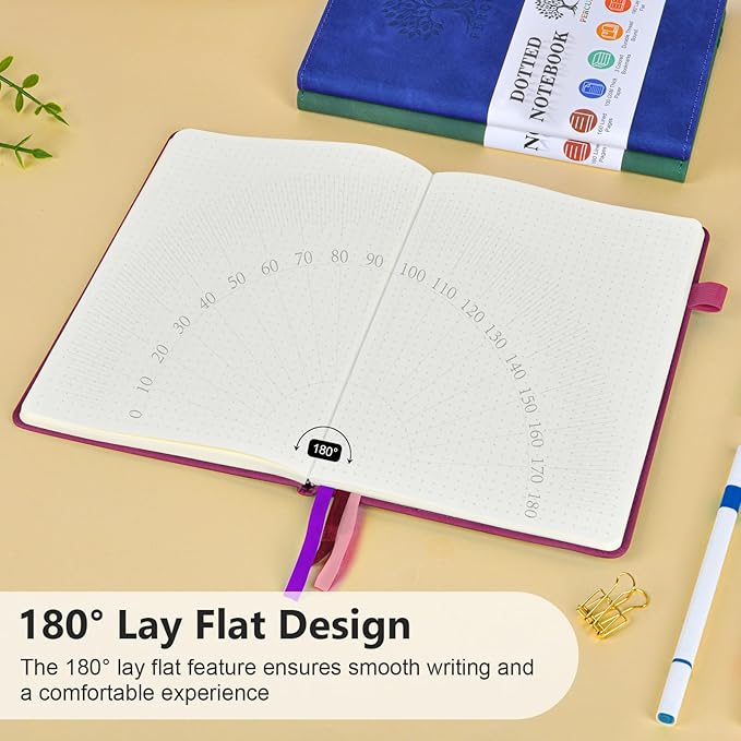 PERCUN Dotted Journal Notebook for Men & Women, 160 Pages Dot Grid notebook for - Image 5