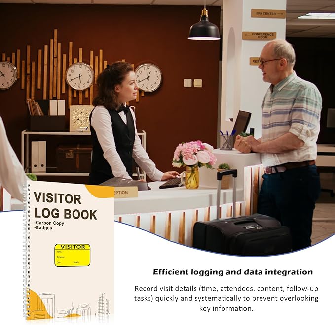 3 Pack Visitor Badges with Carbon Copy Visitor Stickers Letter Size Visitor Log - Image 4