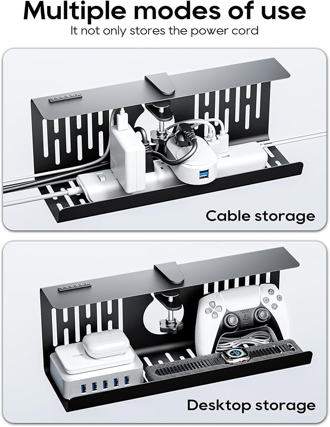 NODOCA No Drill Under Desk Cable Management Tray, Punch-Free Clamp on, Metal - Image 7