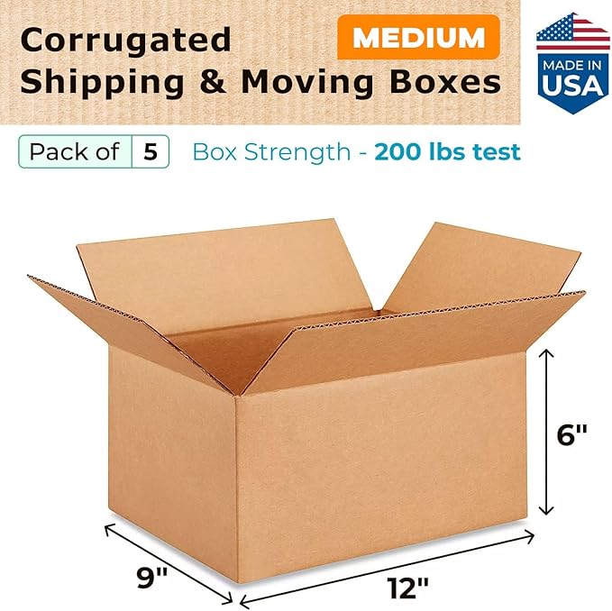 Medium Moving & Shipping Boxes 12 x 9 x 6 inches - Image 2