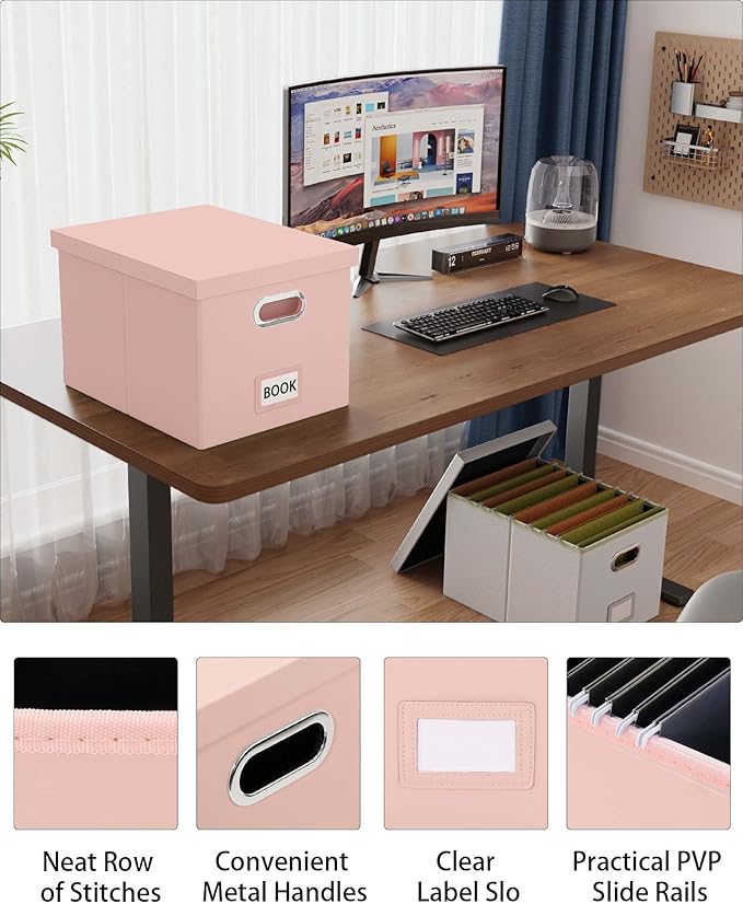Oterri File Organizer Box with Lid, Portable Hanging File Box - Image 3