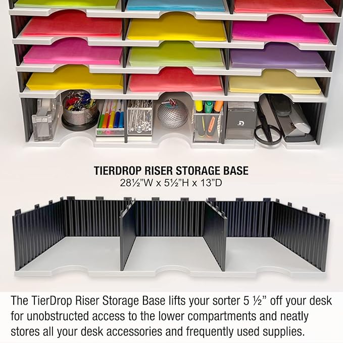 Desktop Organizer 6 Letter Tray Sorter Plus Riser Storage Base & 3 Storage - Image 4