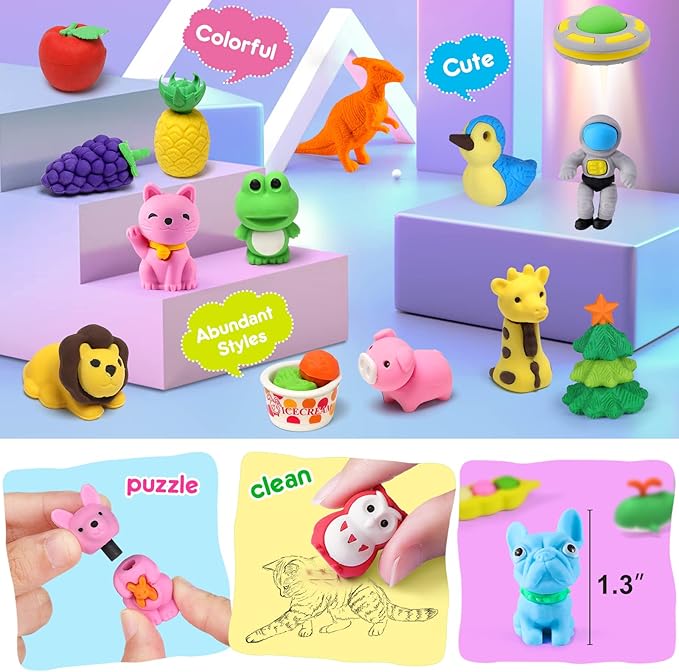 Arscniek 110 Pack Animal Erasers - Image 5