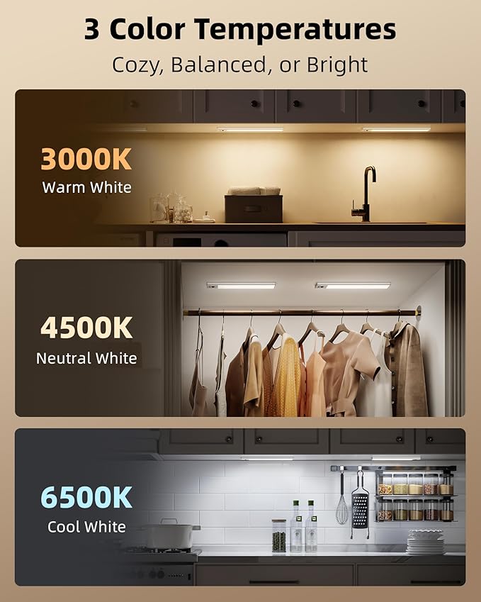EZVALO 5 Pack Under Cabinet Lighting, 3200mAh Rechargeable Motion Sensor Light - Image 7