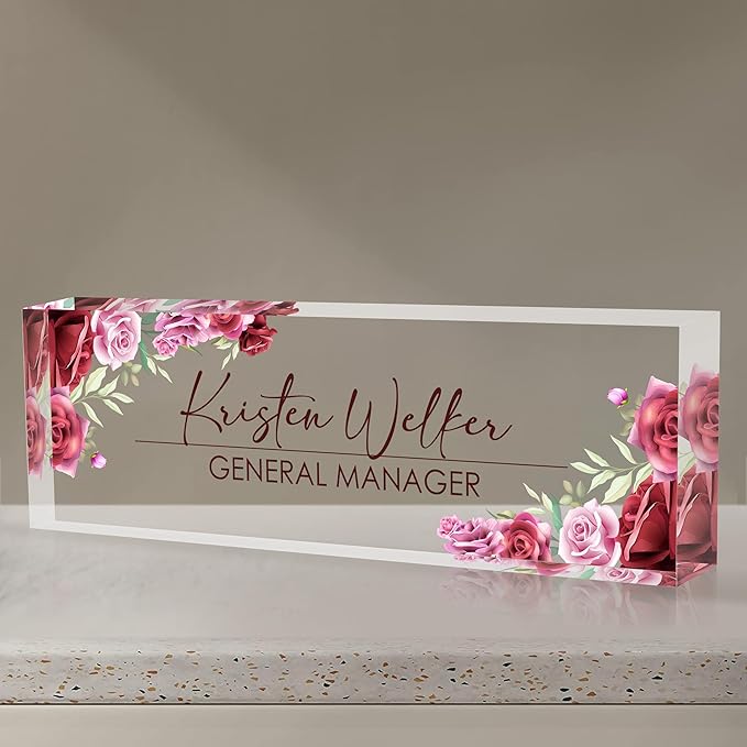 Personalized Name Plate for Desk, Custom Desk Name Plate, Acrylic Name Plate by EOBIBIFUN