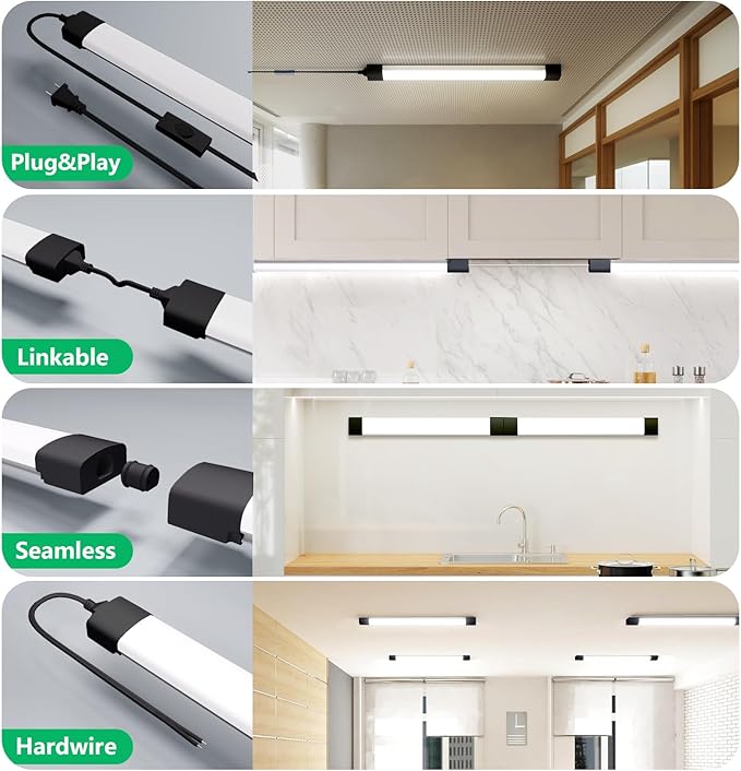 Modlicht Plug in Ceiling Light 4FT 2PCS, Linkable LED Garage Ceiling Light - Image 3