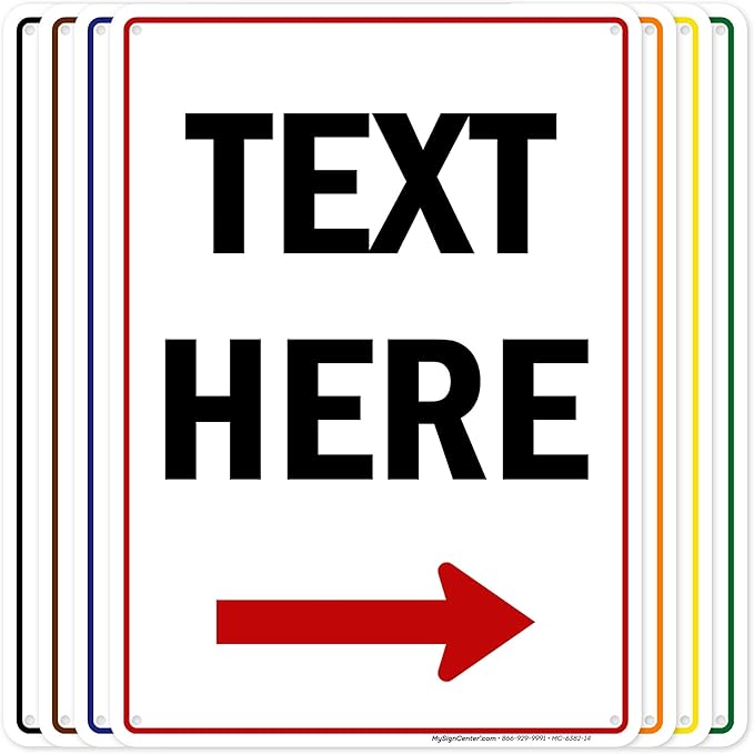 Custom Arrow, Custom Directional Sign, Right Arrow, 10x14 Inches, 55 mil thick by MySignCenter