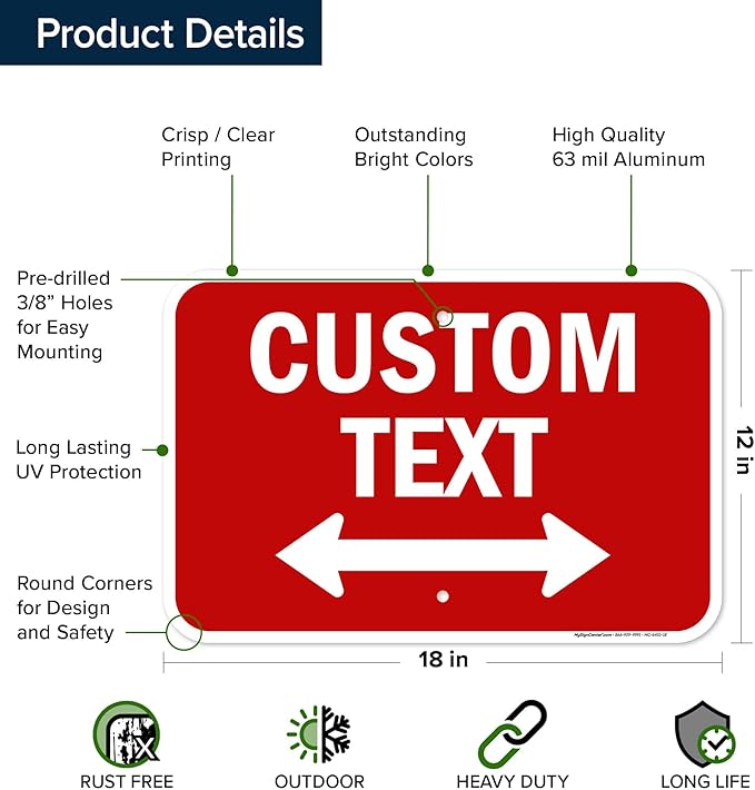 Custom Arrow, Custom Directional Sign, Two way Arrow, 12x18 Inches, Rust Free - Image 6