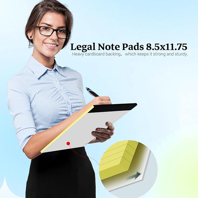 Roneky Legal Pads 8.5 x 11 Yellow Note Pads, 2 Pack College Ruled Notepads 8.5 - Image 4