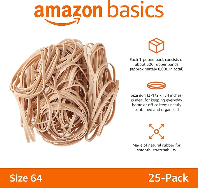 Amazon Basics Rubber Bands, Size 64, 320 Bands/1 lb Pack - Image 2